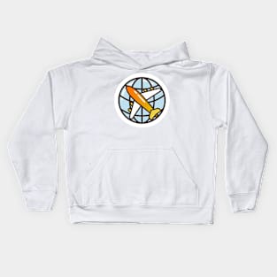 Airplane on Globe Kids Hoodie